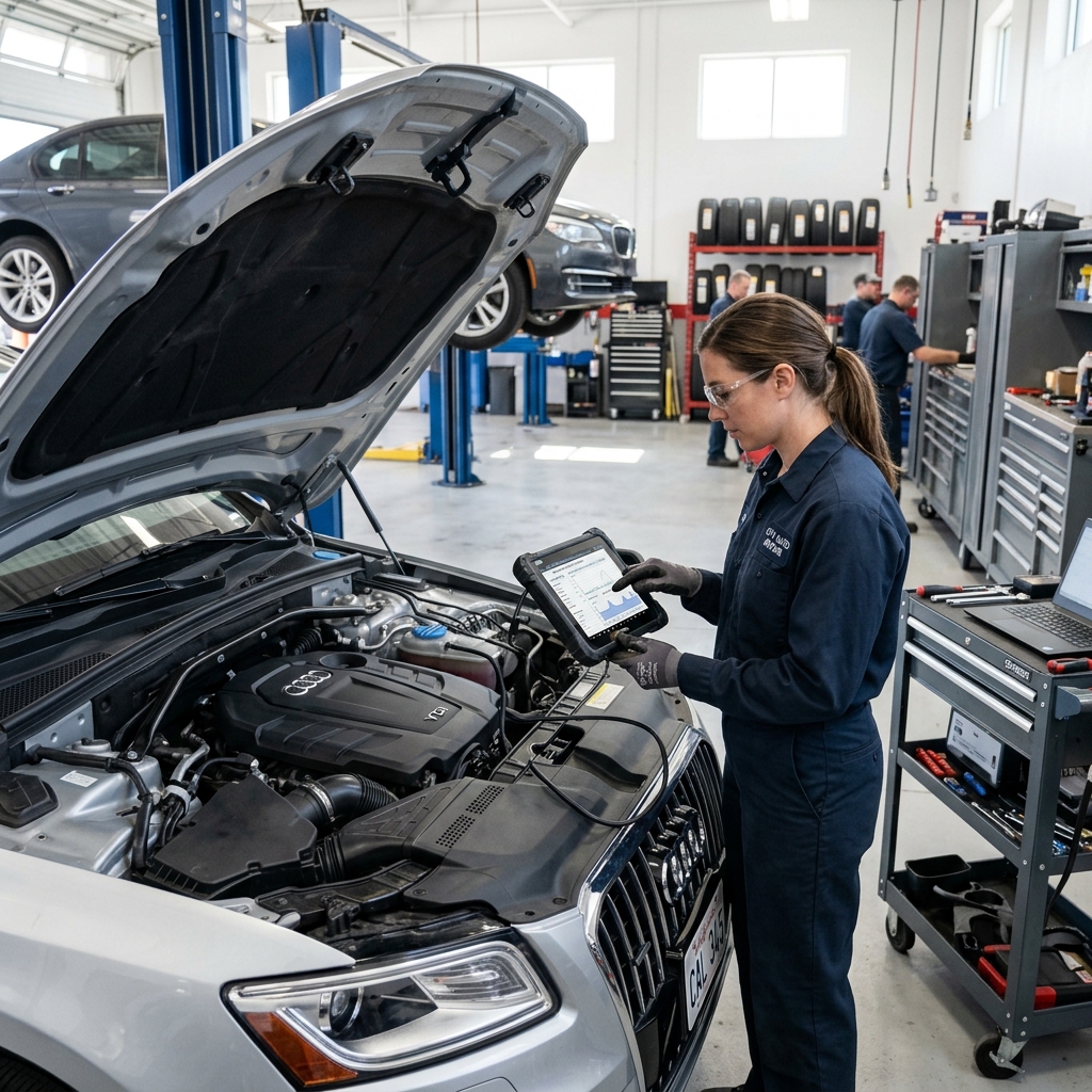 Engine Repair Mechanic working